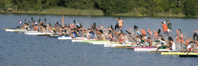 Held canoe marathon race start