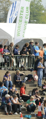 Watching the racing at Worcester Canoe Club